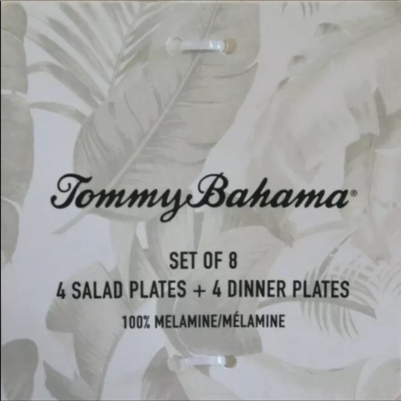 Tommy Bahama Melamine Rustic Crackle Plates 8 pcs - Picture 2 of 3